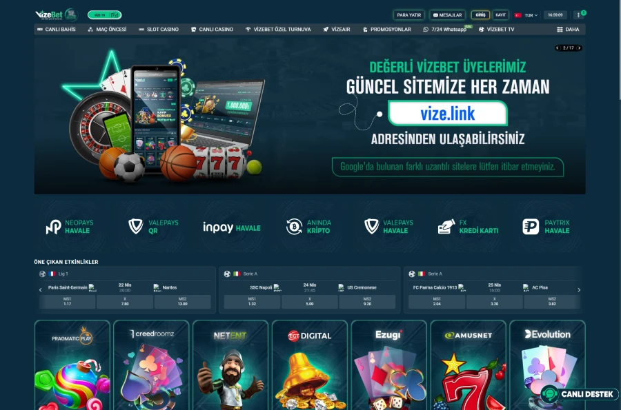 Vizebet ekran görüntüsü